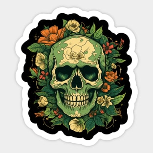 Floral Skull Tattoo Sticker